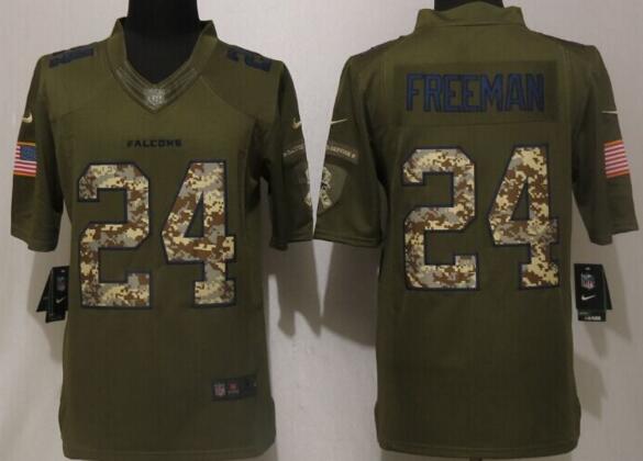 New Nike Atlanta Falcons 24 Freeman Green Salute To Service men Limited Jersey