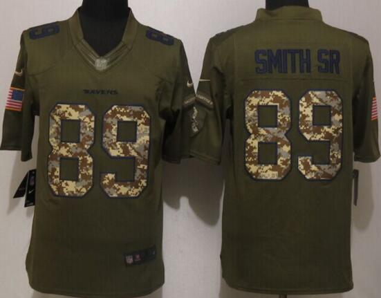 New Nike Baltimore Ravens 89 Smith sr Green Salute To Service Limited Jersey