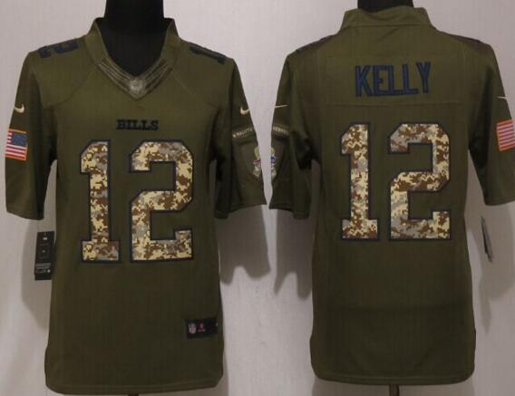 New Nike Buffalo Bills 12 Kelly Green Salute To Service Limited Jersey