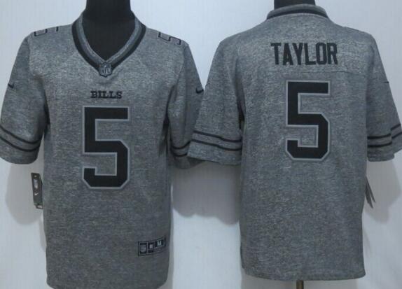 New Nike Buffalo Bills 5 Taylor Gray Men Stitched Gridiron Gray Limited Jersey