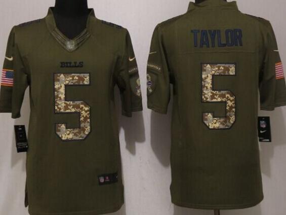 New Nike Buffalo Bills 5 Taylor Green Salute To Service Limited Jersey