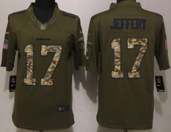 New Nike Chicago Bears 17 Jeffery Green Salute To Service Limited Jersey