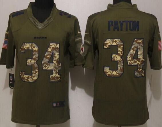 New Nike Chicago Bears 34 Payton Green Salute To Service Limited Jersey