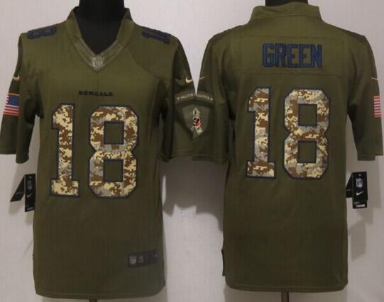 New Nike Cincinnati Bengals 18 Green Green Salute To Service Limited Jersey