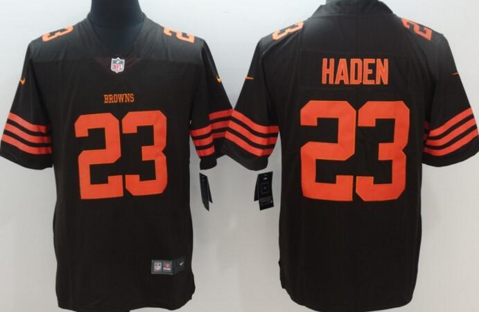 New Nike Cleveland Browns 23 Haden Navy Brown Color Rush Limited Jersey
