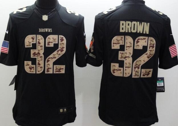 New Nike Cleveland Browns 32 Brown black usa falg Salute To Service Limited Jersey