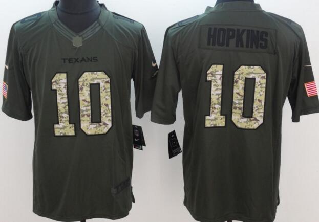 New Nike Houston Texans 10 Hopkins Green Salute To Service Limited Jersey