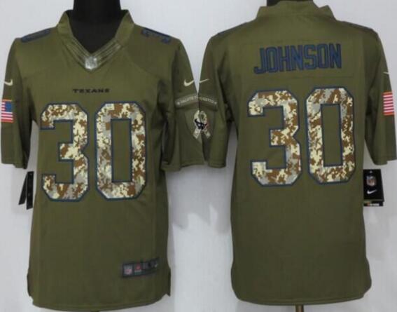 New Nike Houston Texans 30 Johnson Green Salute To Service Limited Jersey