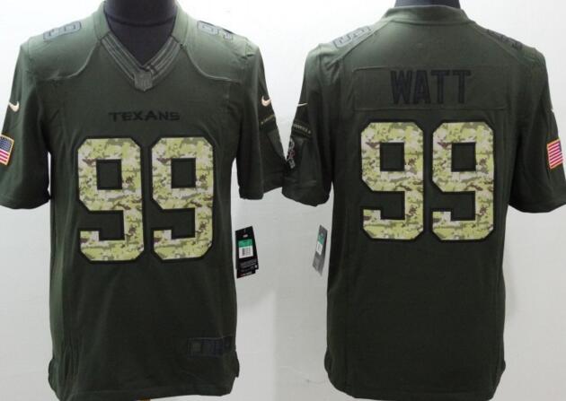 New Nike Houston Texans 99 Watt Green Salute To Service Limited Jersey