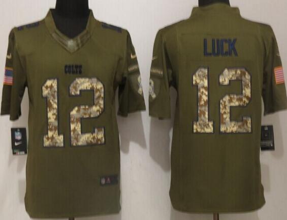 New Nike Indianapolis Colts 12 Luck Green Salute To Service Limited Jersey