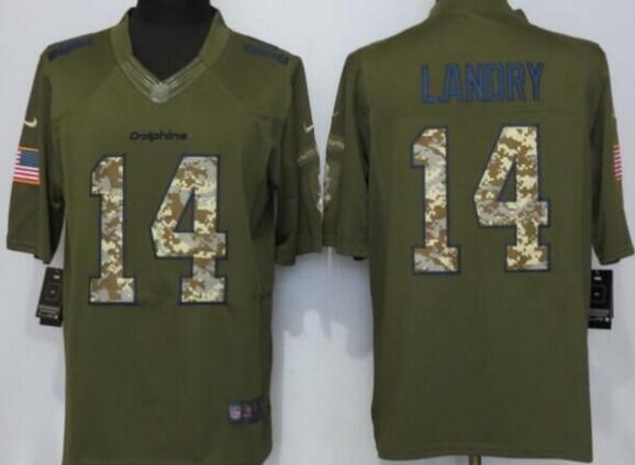 New Nike Miami Dolphins 14 Landry Green Salute To Service Limited Jersey