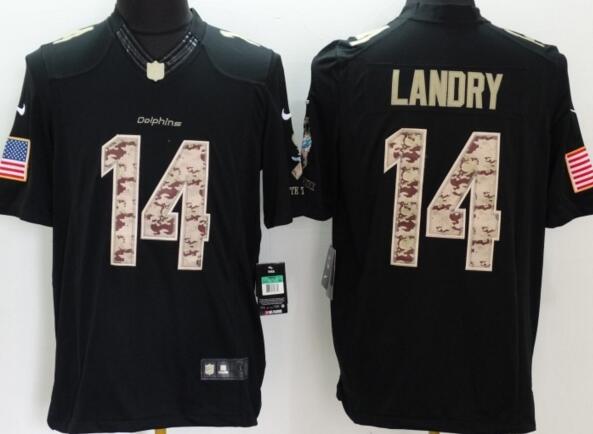 New Nike Miami Dolphins 14 Landry black usa flag men nfl football Limited Jersey