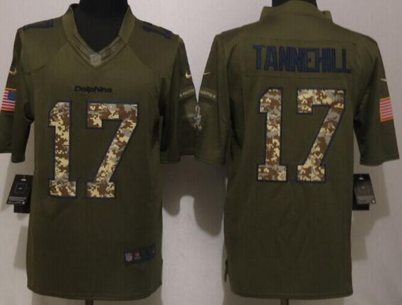New Nike Miami Dolphins 17 Tannehill Green Salute To Service Limited Jersey