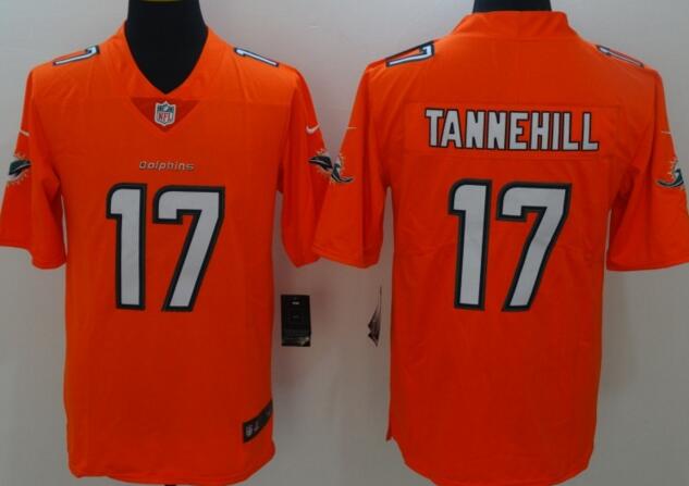 New Nike Miami Dolphins 17 Tannehill orange men Rush nfl football Limited Jersey