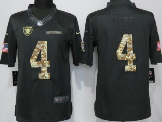New Nike Oakland Raiders 4 Carr Anthracite Salute To Service Limited Jersey