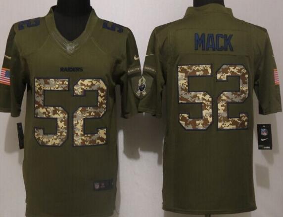New Nike Oakland Raiders 52 Mack Green Salute To Service Limited Jersey