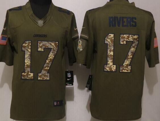 New Nike San Diego Chargers 17 Rivers Green Salute To Service Limited Jersey