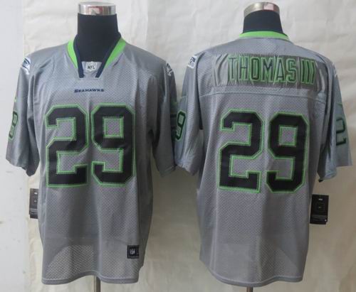 New Nike Seattle Seahawks 29 Thomas III Lights Out Grey Elite Jerseys