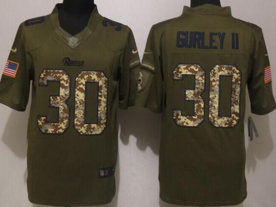 New Nike St.Louis Rams 30 Gurley ii Green Salute To Service Limited Jersey