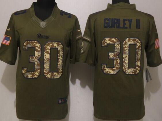 New Nike St.Louis Rams 30 Gurley ii Green Salute To Service Limited Jersey