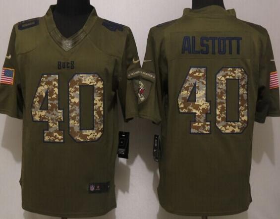 New Nike Tampa Bay Buccaneers 40 Alstott Green Salute To Service Limited Jersey