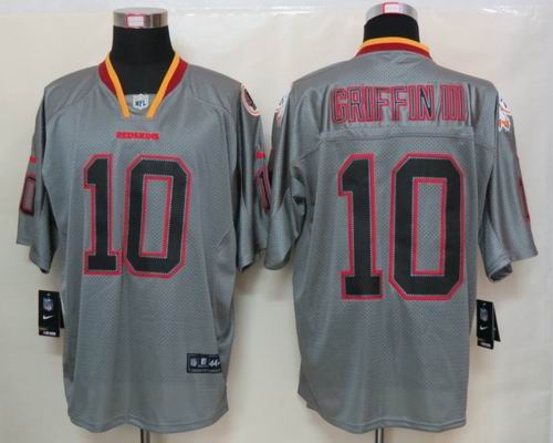 New Nike Washington Red Skins 10 Griffin III Lights Out Grey Elite Jerseys