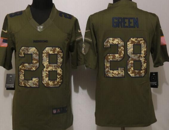 New Nike Washington Redskins 28 Green Green Salute To Service Limited Jersey