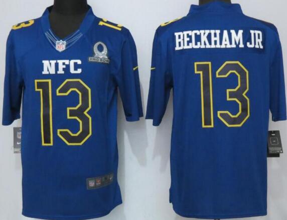 New Nike York Giants 13 Beckham jr Nike Navy 2017 Pro Bowl Limited men football Jersey