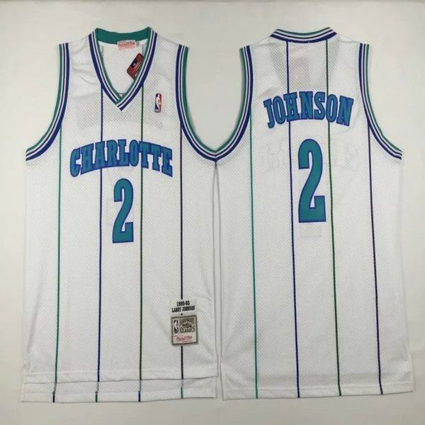 New Orleans Hornets 2 Larry Johnson White adidas men nba basketball Jerseys