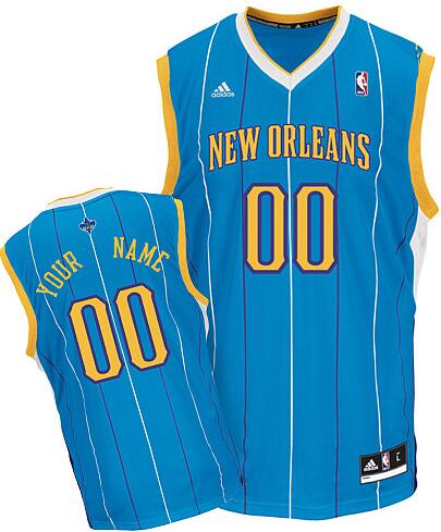 New Orleans Hornets blue adidas Road nba Jersey custom any name number