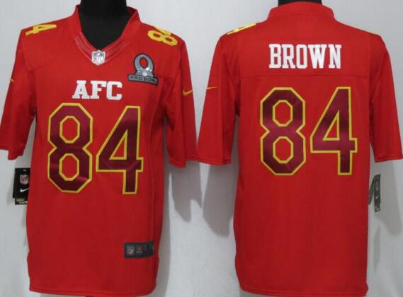 New Pittsburgh Steelers 84 Brown Nike Red 2017 Pro Bowl Limited men football Jersey