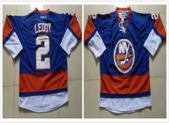 New York Islanders 2 Nick Leddy blue nhl ice hockey  jerseys