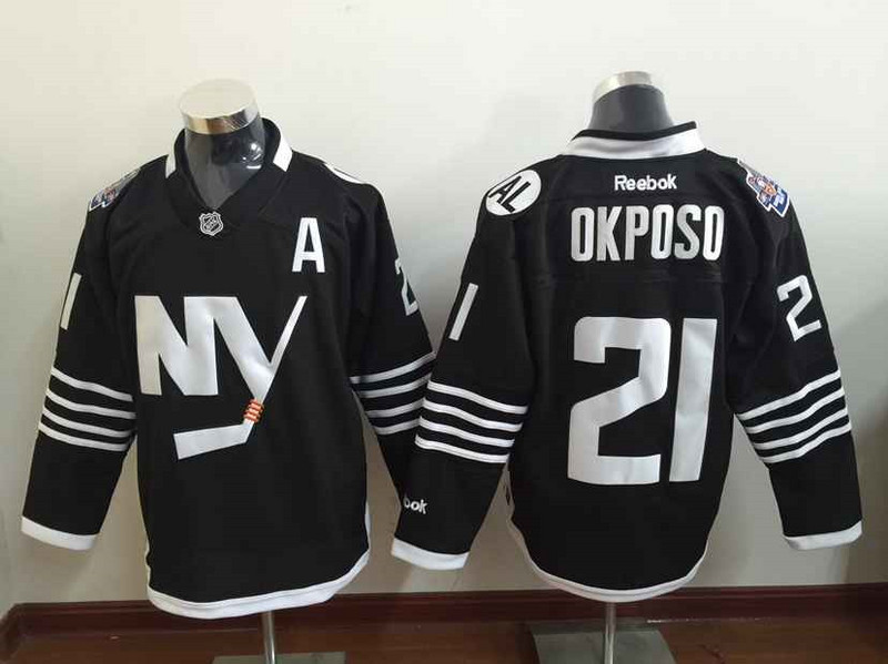 New York Islanders 21 Kyle Okposo black Inhl ice hockey  jerseys