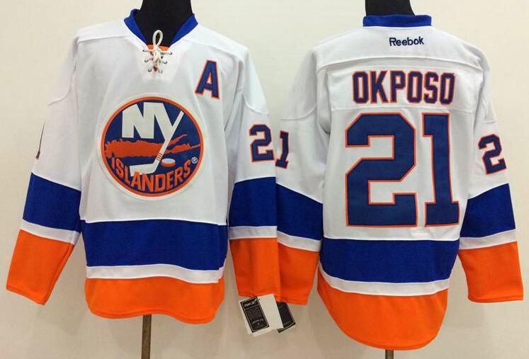 New York Islanders 21 Kyle Okposo white nhl ice hockey  jerseys