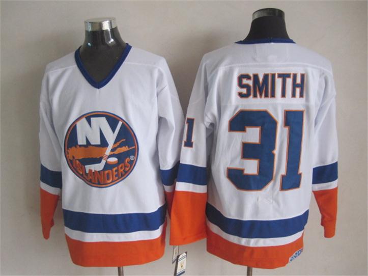New York Islanders 31 Billy Smith white CCM nhl ice hockey  jerseys