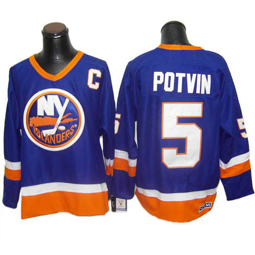 New York Islanders 5 Potvin Blue nhl ice hockey  jerseys