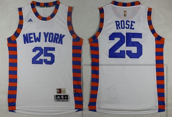 New York Knicks 25 Derrick Rose White Revolution 30 men nba basketball Jersey