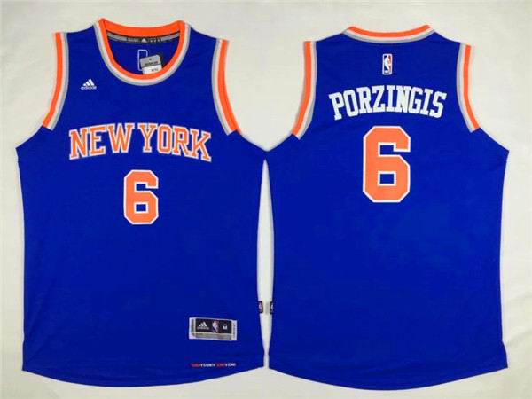 New York Knicks 6 Kristaps Porzingis blue men NBA basketball Jerseys