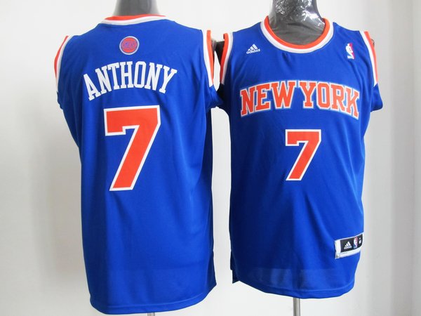 New York Knicks 7 Carmelo Anthony Blue  Revolution 30 adidas men nba basketball jersey