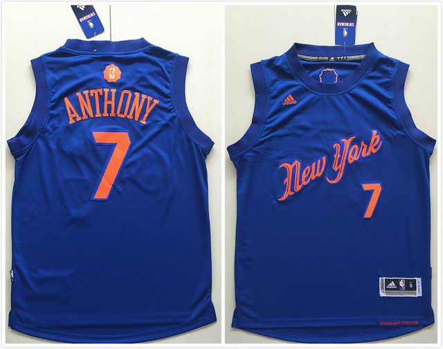 New York Knicks 7 Carmelo Anthony blue basketball 2017  NBA Christmas Jersey