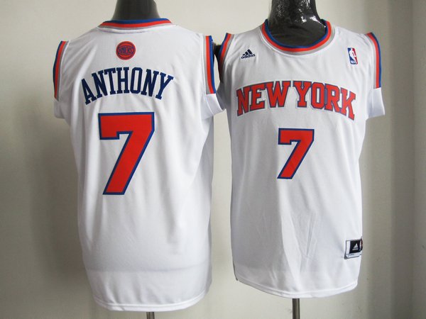 New York Knicks 7 Carmelo Anthony white  Revolution 30 adidas men nba basketball jersey