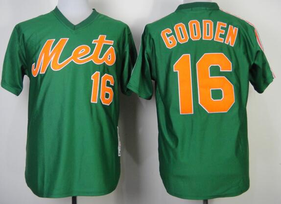 New York Mets 16 Dwight Gooden throwback green mlb jersey