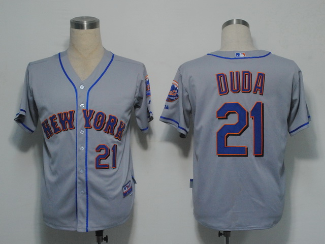 New York Mets 21 Lucas Duda Grey men MLB baseball Jerseys