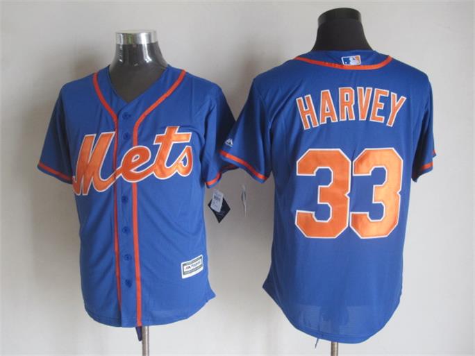 New York Mets 33 Matt Harvey Blue Alternate Home New Cool Base Stitched Baseball Jersey