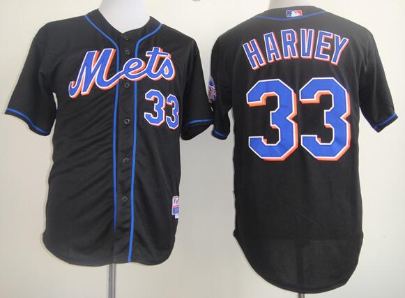 New York Mets 33 Matt Harvey black Alternate Home New Cool Base Stitched Baseball Jersey