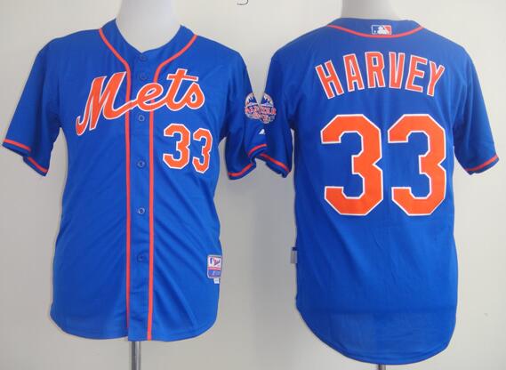 New York Mets 33 Matt Harvey blue Home New Cool Base Stitched Baseball Jersey
