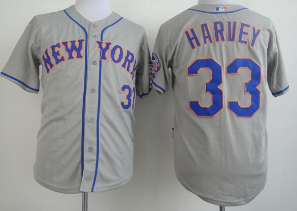 New York Mets 33 Matt Harvey grey Home New Cool Base Stitched Baseball Jersey