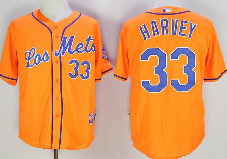 New York Mets 33 Matt Harvey orange Alternate Home New Cool Base Stitched Baseball Jersey