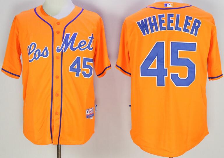 New York Mets 45 Zack Wheeler orange mlb baseball jerseys
