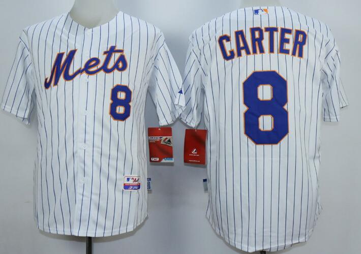 New York Mets 8 Carter white throwback green mlb jerseys